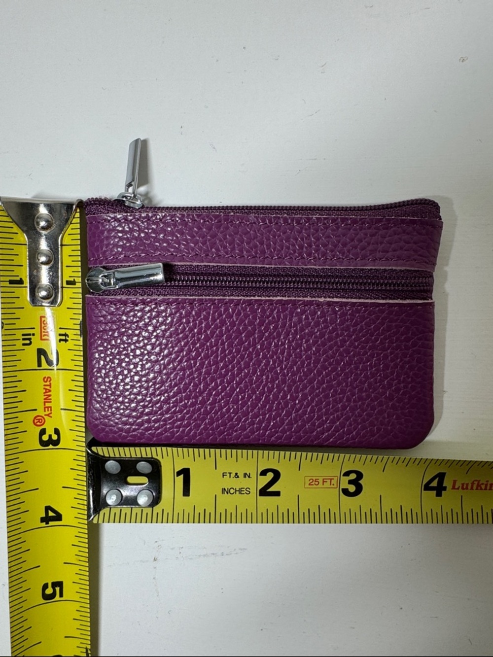 Purple mini wallet.